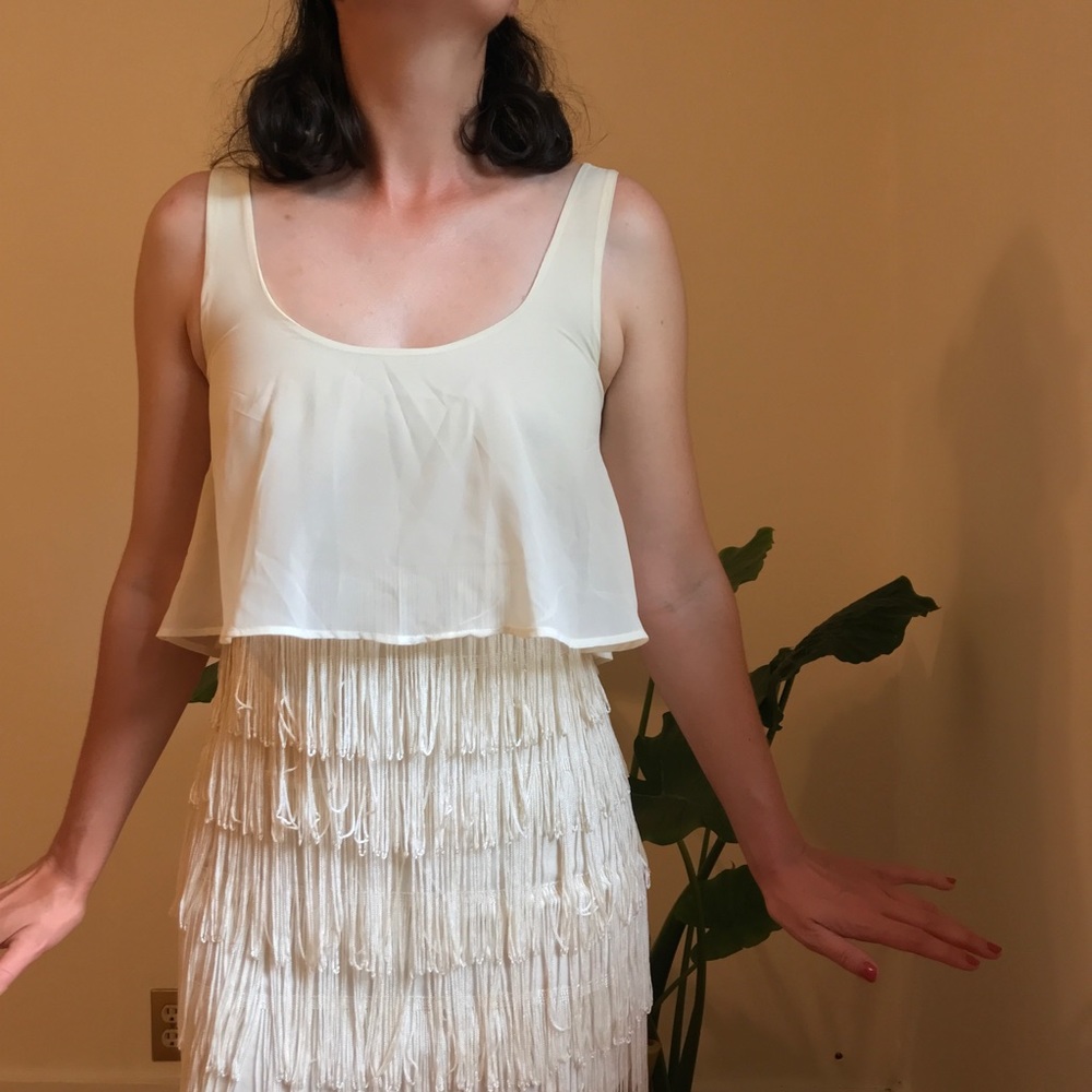 Cream Chiffon Flapper Dress